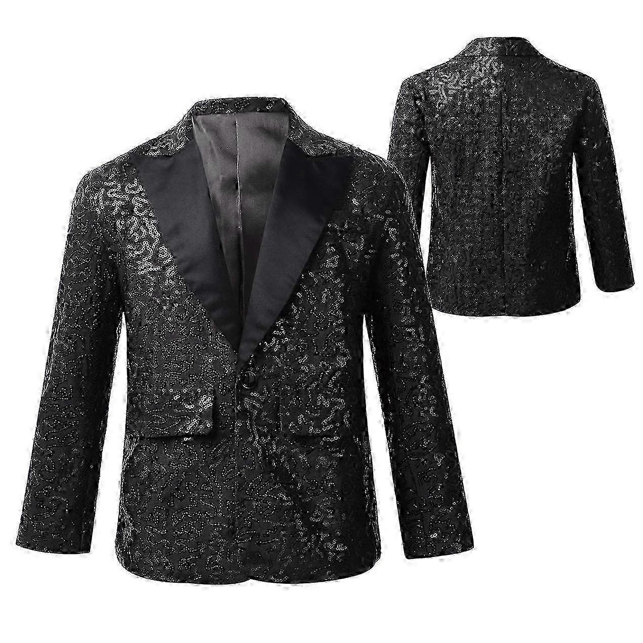 Boys Sequin Blazer Jacket for Wedding Party Dance Formal Ocns One Button Design