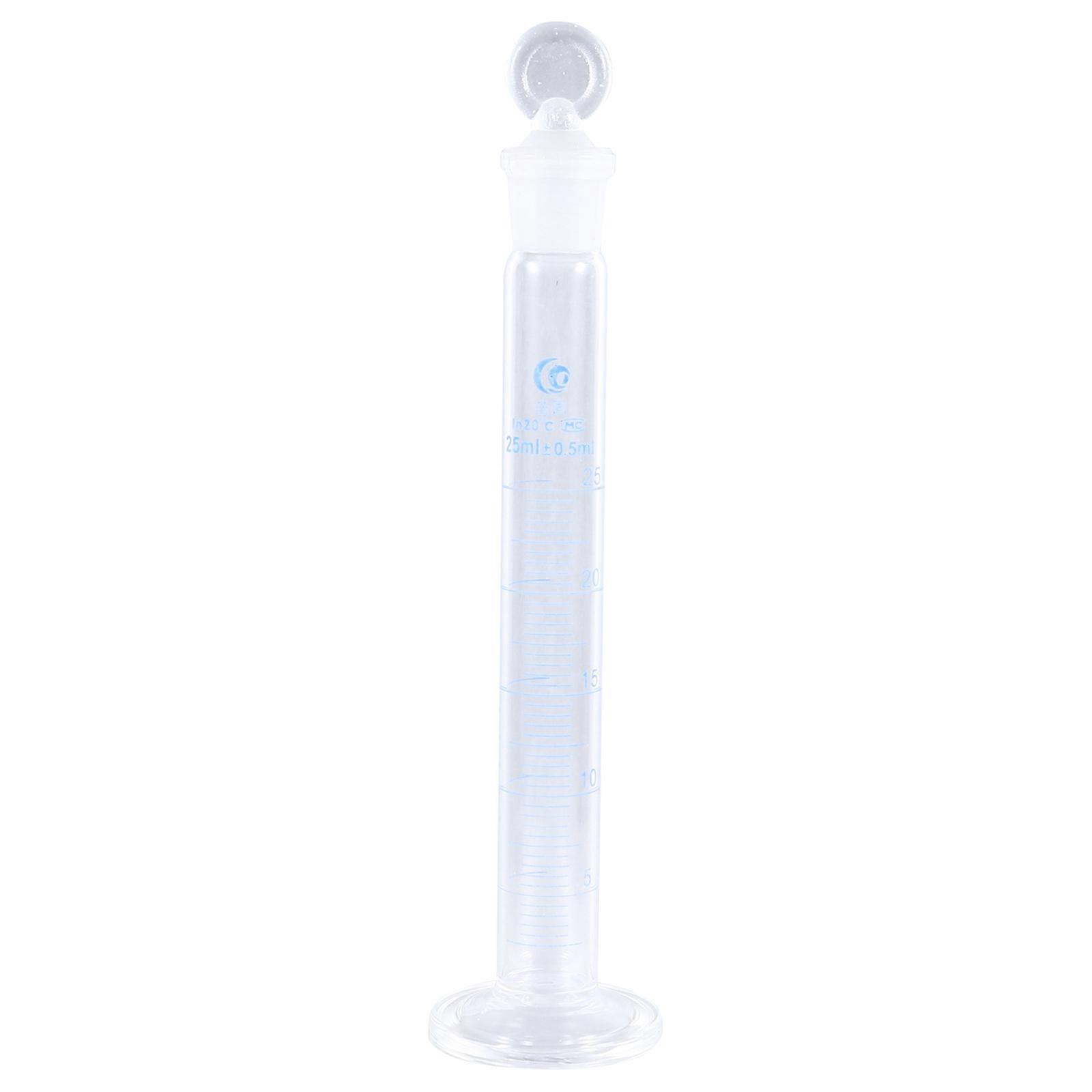 Laboratory Use Glass Measuring Cylinder with Stopper Thick 1Pcs 25ml
