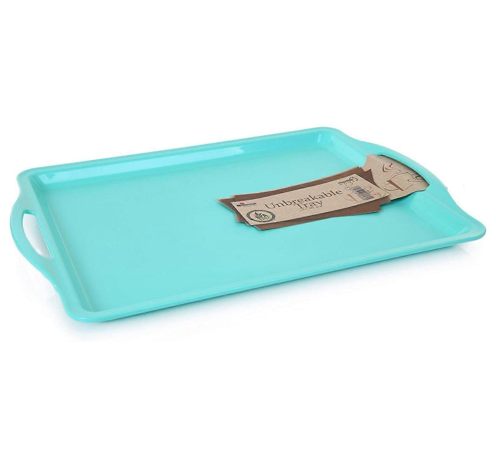Durable Serving Tray (1pk, Teal) - Unbreakable, Breakfast, Cafeteria, Fast Food, Handles