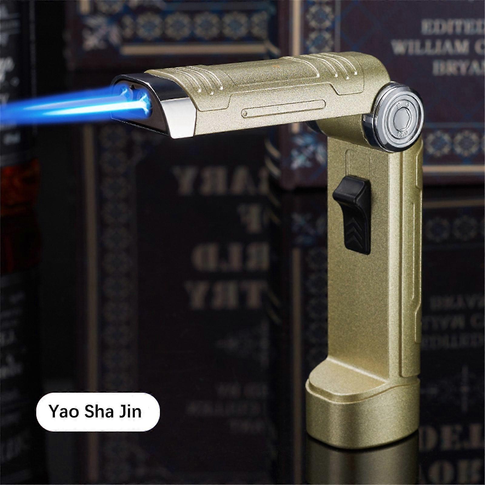 QuLuJing Cigarette Lighter, Folding Cool torch Lighters Windproof for Outdoor Douable Blue Flame Refillable Lighters