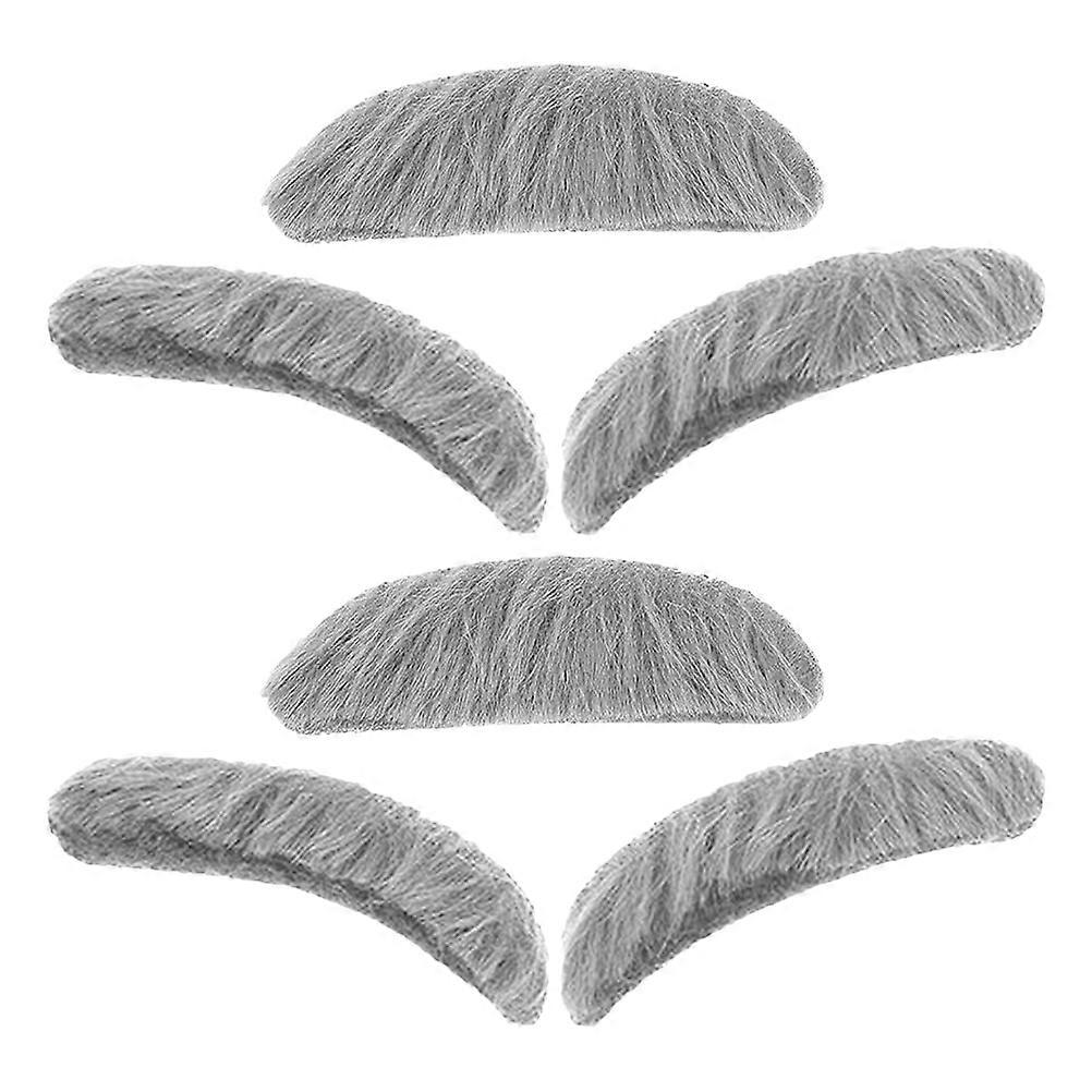 Costume Mustaches And Fake Beards For Theatrical Performances 6 Sets Grey Cosplay Props With Realistic Look For Festive Events