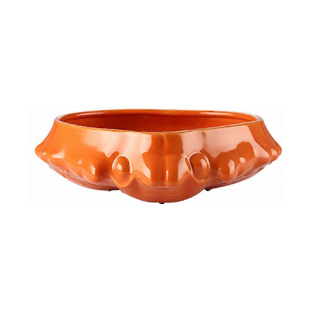 Ceramic Serving Plate Crab Shape for Storage 9Pcs Orange Home Use