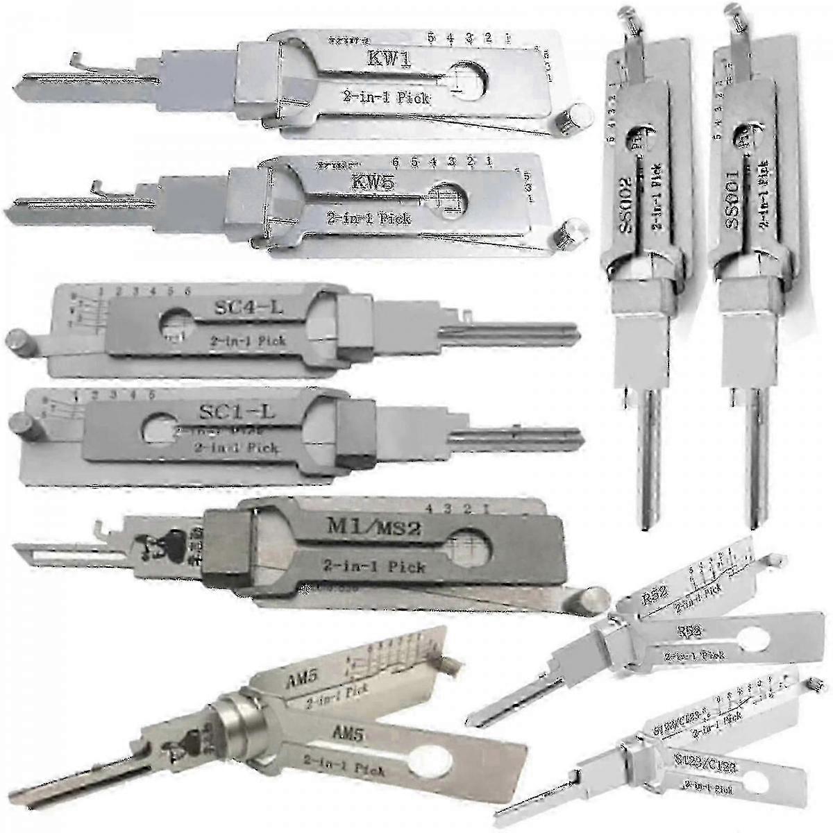 Professional lock pick for SC1 SC4 KW1 KW5 AM5 - 2-in-1 Lishi tool