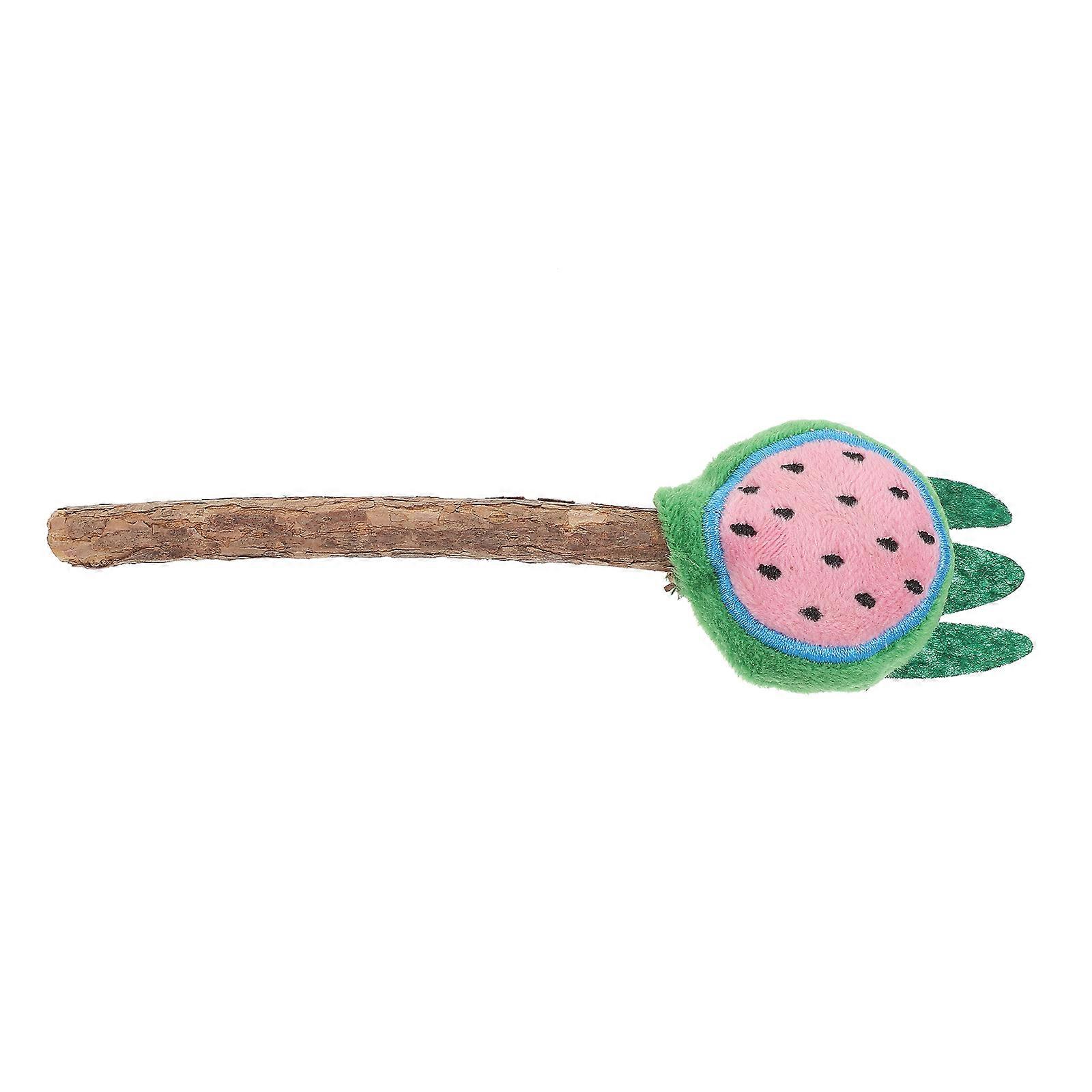 Cute Cat Teaser Toy Wand for Kitten Playing 4Pcs Cartoon Fruit Shape