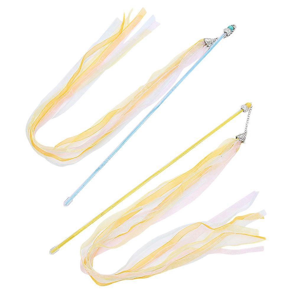 Cat Teaser Toys Kitten Sticks for Interaction 2Pcs Cat Playthings with Bells