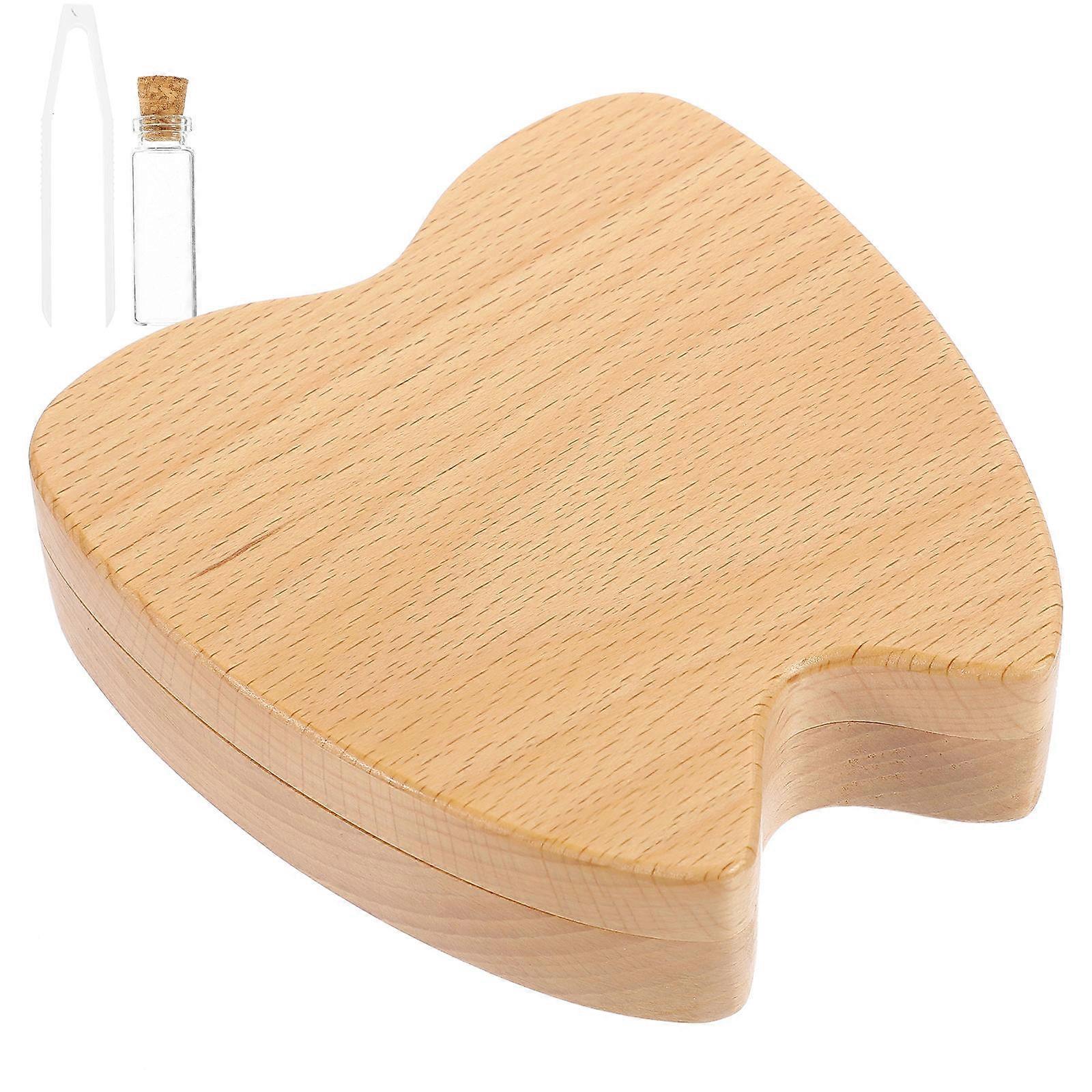 Baby Tooth Wooden Storage Box for Keepsake Light Brown