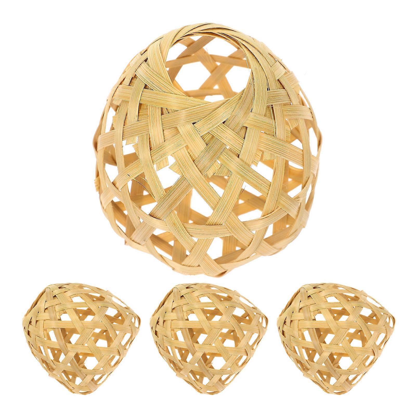 Woven Bamboo Lamp Shade 16 Pcs Rustic Style Ceiling Lamps Cover Pendant Light Softens Bright Light Creates Warm Atmosphere