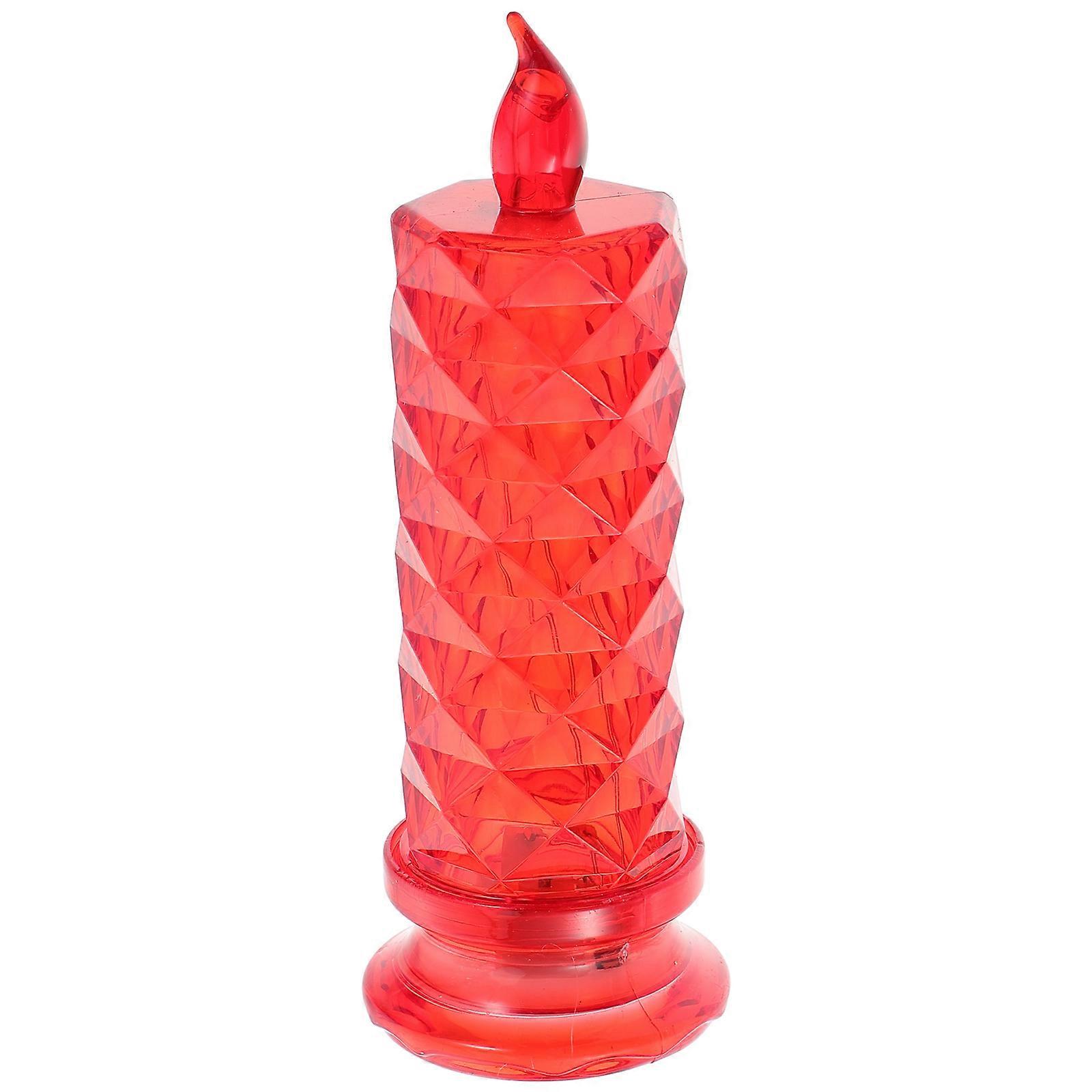 Simulation Candle LED Light with Red Rose Design for Home 2Pcs Set