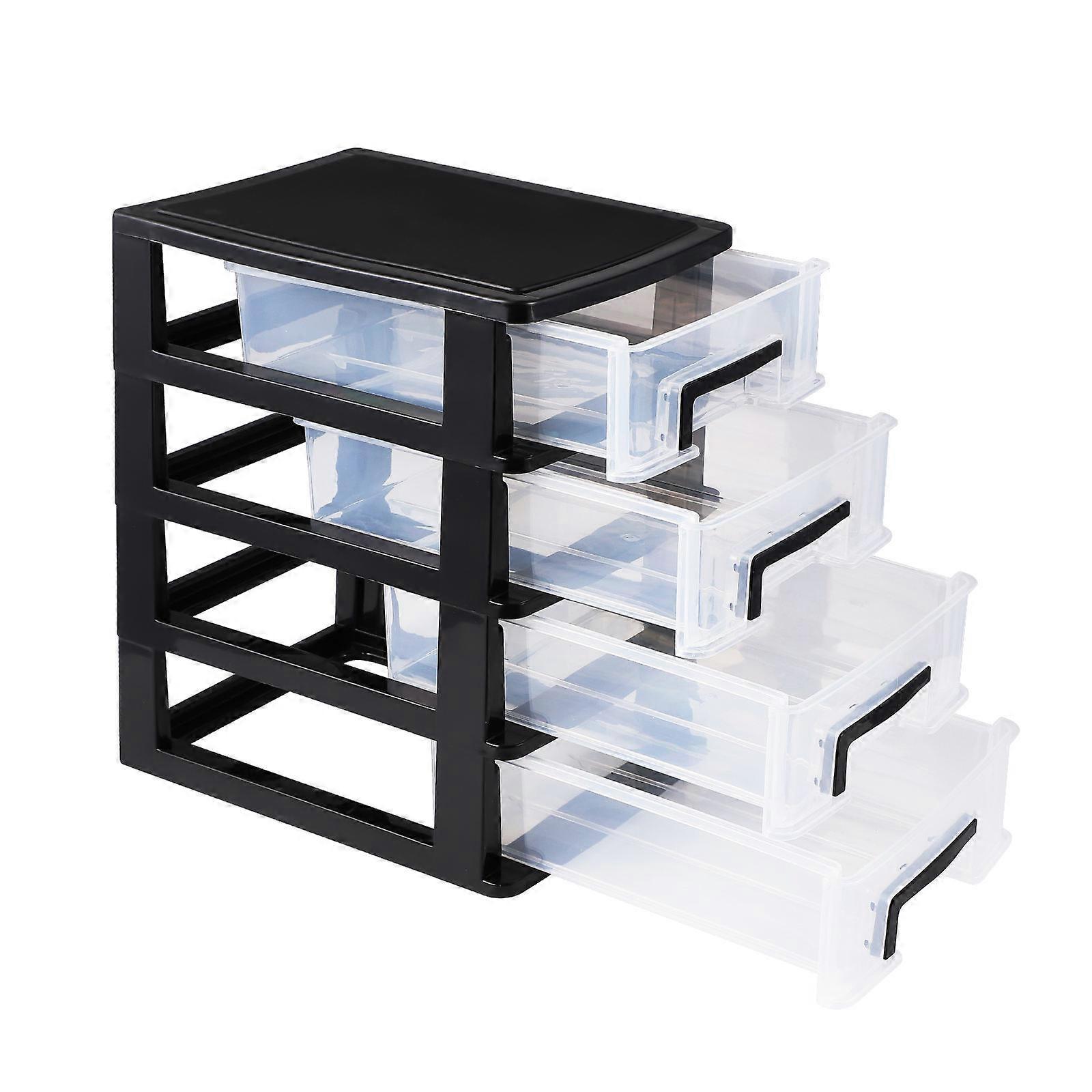 4-Tier Drawer Type Organizer For School Dorm Office Supplies Rectangular Clear Storage 2Pcs