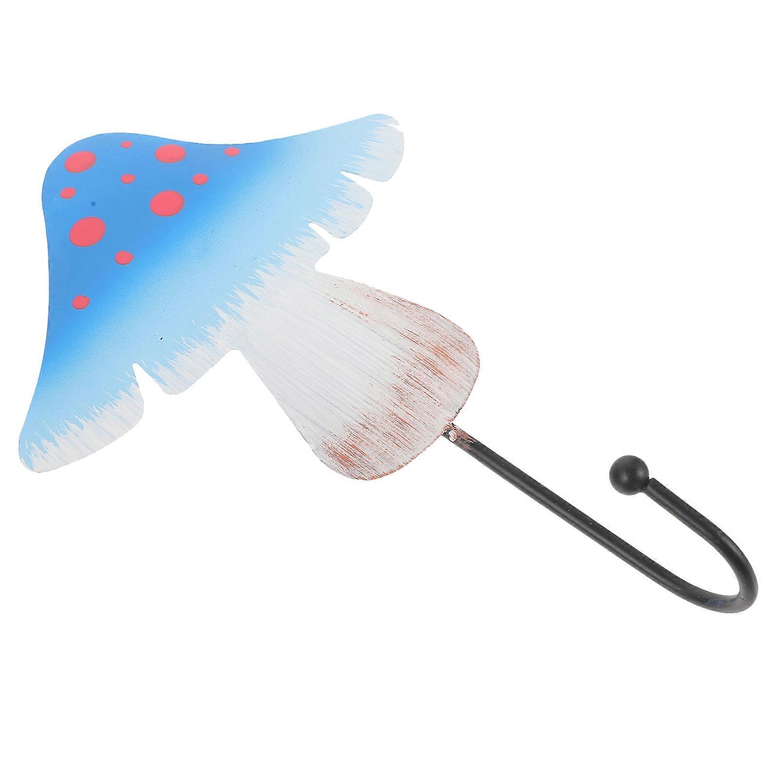 Decorative Wall Hook Metal Mushroom Shaped Hat Hook for Storage 5Pcs Blue