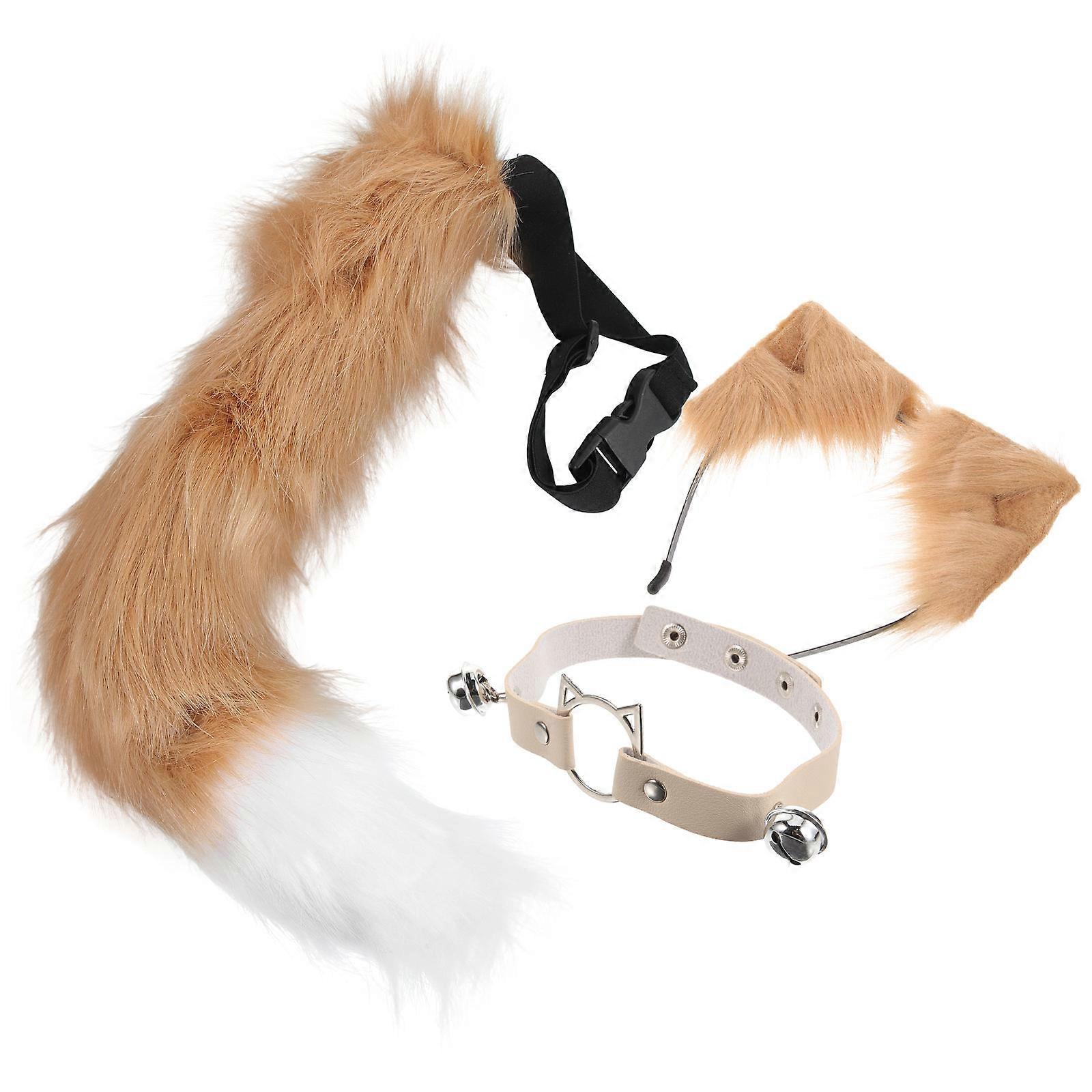 Animal Ear and Tail Costume Props Set Ideal for Cosplay and Role Play Parties Made from Soft Plush Material