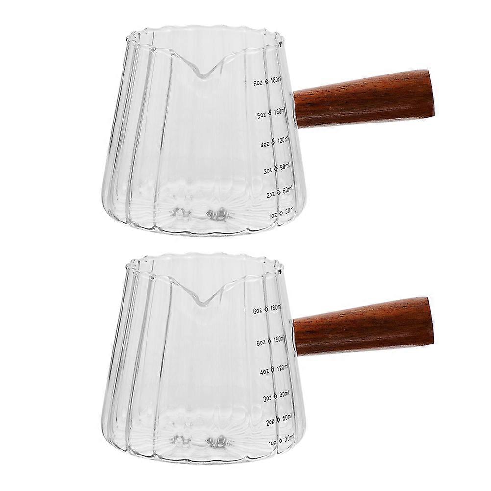 Coffee Measuring Pitcher With Comfortable Wooden Handle For Restaurant And Hotel Use 4Pcs