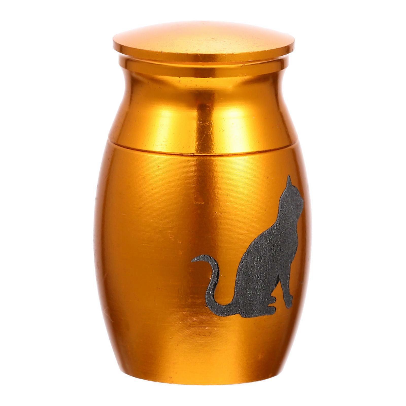 Golden Cat Urn for Ashes 3Pcs Cinerary Casket for Storage