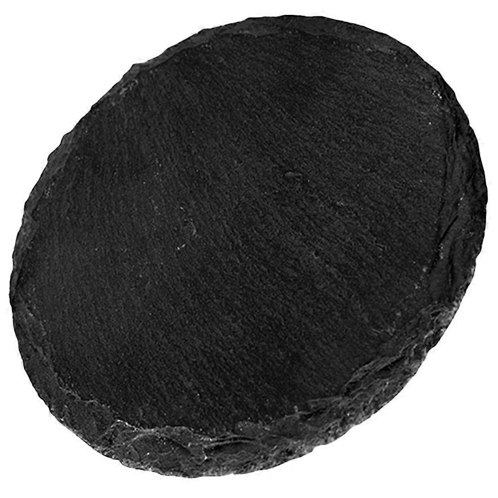 Natural Steak Dish Black Serving Plate for Dinner 4Pcs Round Set