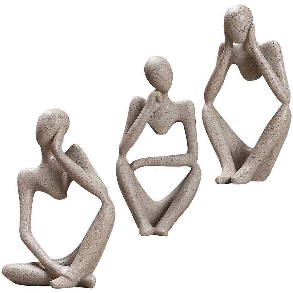 Office Desk Decor Thinker Statue Resin Abstract Sculpture for Decoration 3Pcs