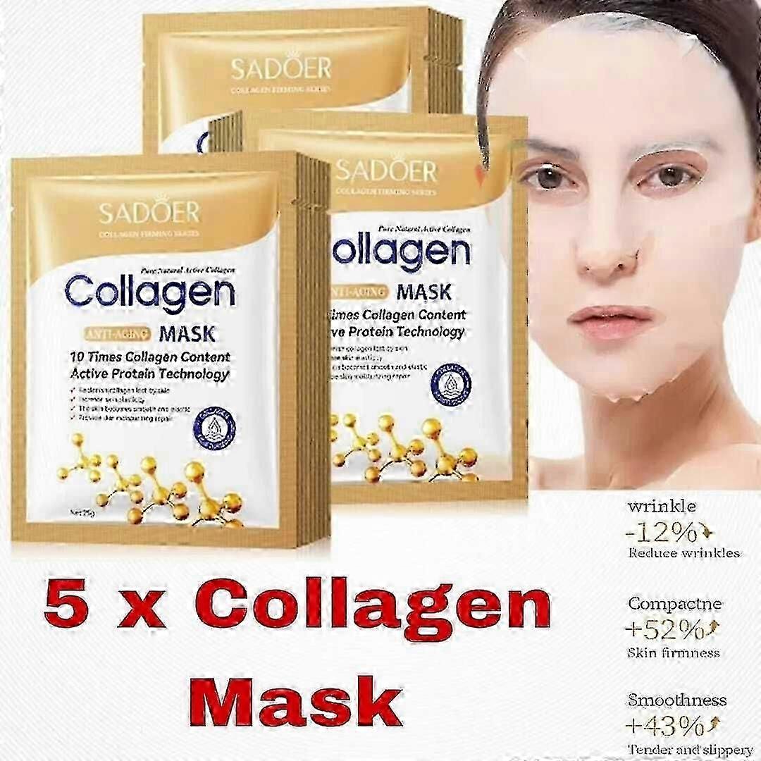 Collagen Face Mask Real Firming Deep Wrinkles Hydrating Overnight Facial Mask 5PCS