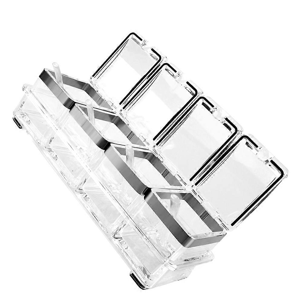 Seasoning Box Transparent Acrylic Spice Containers 2Sets for Kitchen Storage