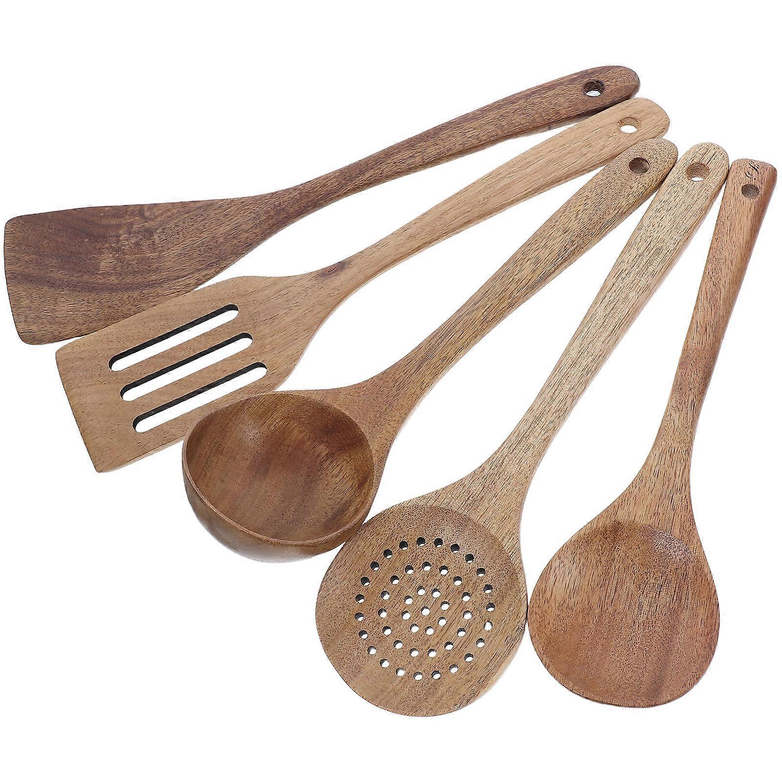 Kitchen Utensils Wooden Cooking Utensils Set for Nonstick Cookware 5Sets