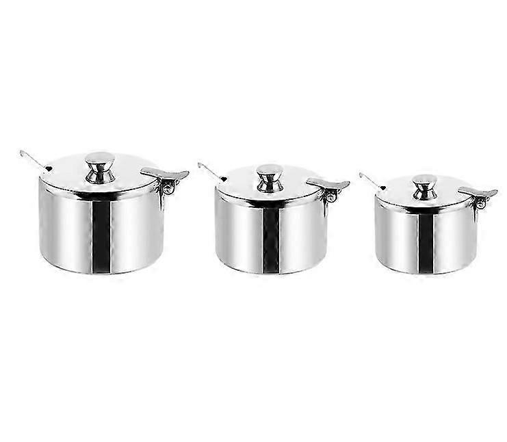 3pcs Sugar Bowl, Sugar Dispenser, Sugar Container Stainless Steel Sugar Bowl with Lid and Sugar Spoon