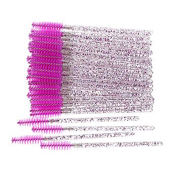 Veeki 100Pcs Disposable Crystal Rod Eyelash Brush Portable Soft Hair Eyelash Comb Solid Purple  Rod Spiral Brush Makeup Tool