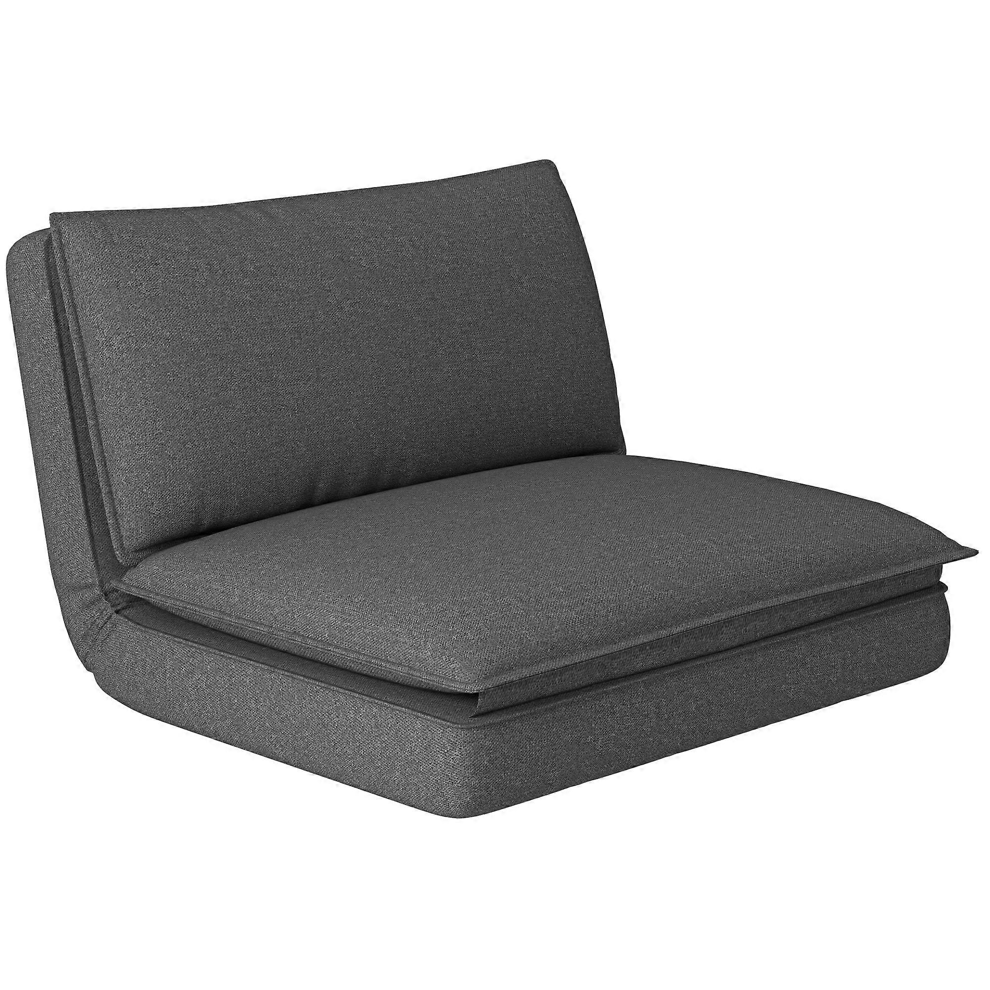 Dark Gray HOMCOM 4-in-1 Foldable Sofa Bed Linen Look Upholstered 150kg