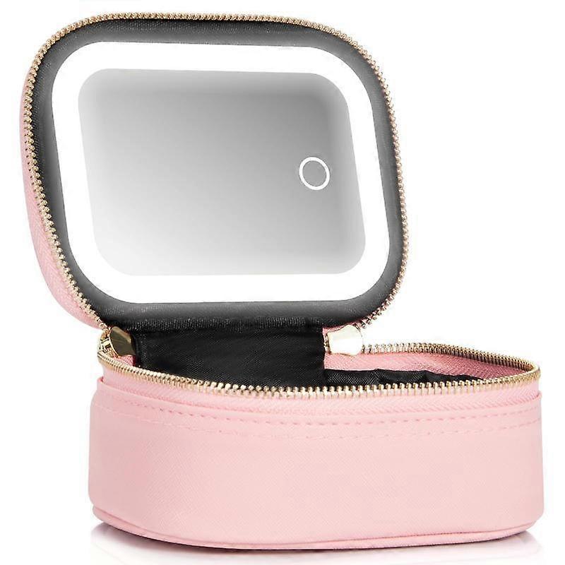 Small Makeup Bag Travel Train Case with Mirror and Light