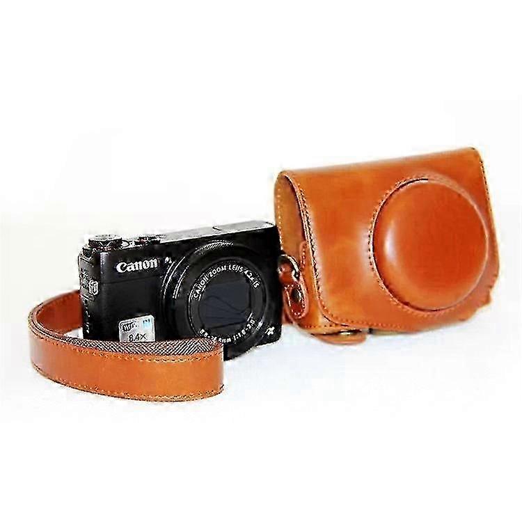 Protective Leather Camera Shell with Shoulder Strap Compatible For Canon G7X miao7