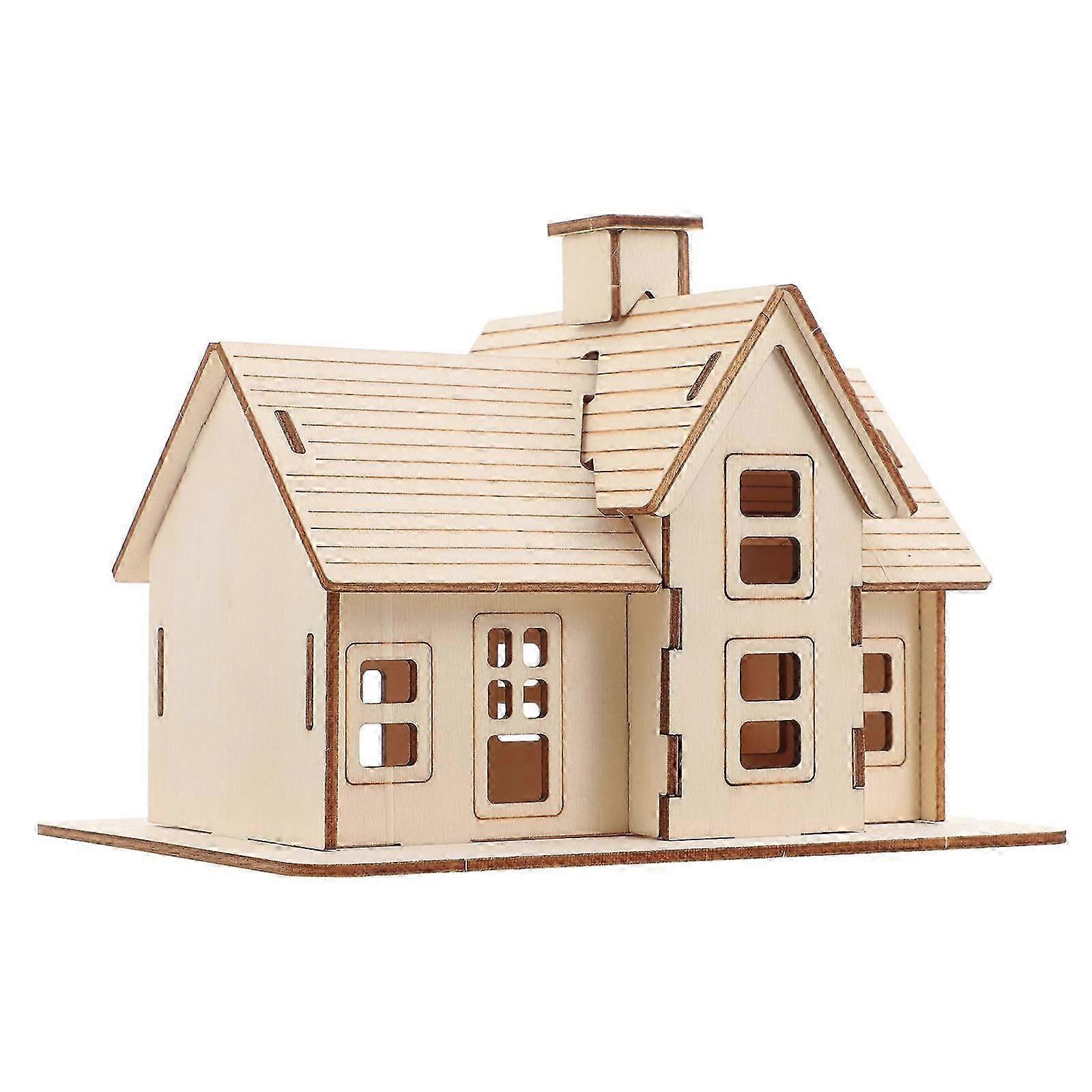 1 Set Diy Assembly House Model 3d Puzzle Wooden House Diy Puzzle For Adults