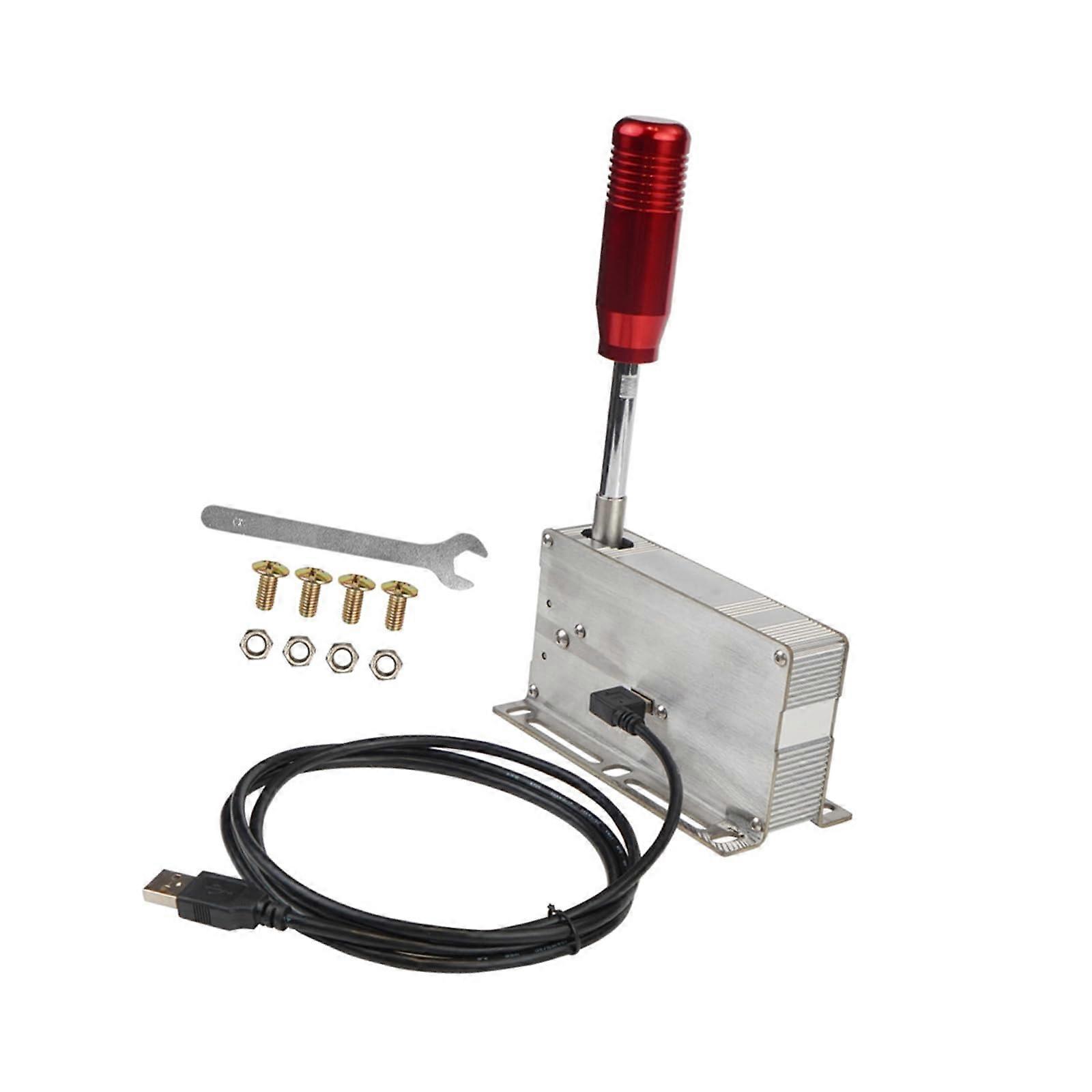 USB Sequential Gear Shifter For PC Racing Setups, Fast Response, Aluminum Alloy Construction, Wide Compatibility, Red