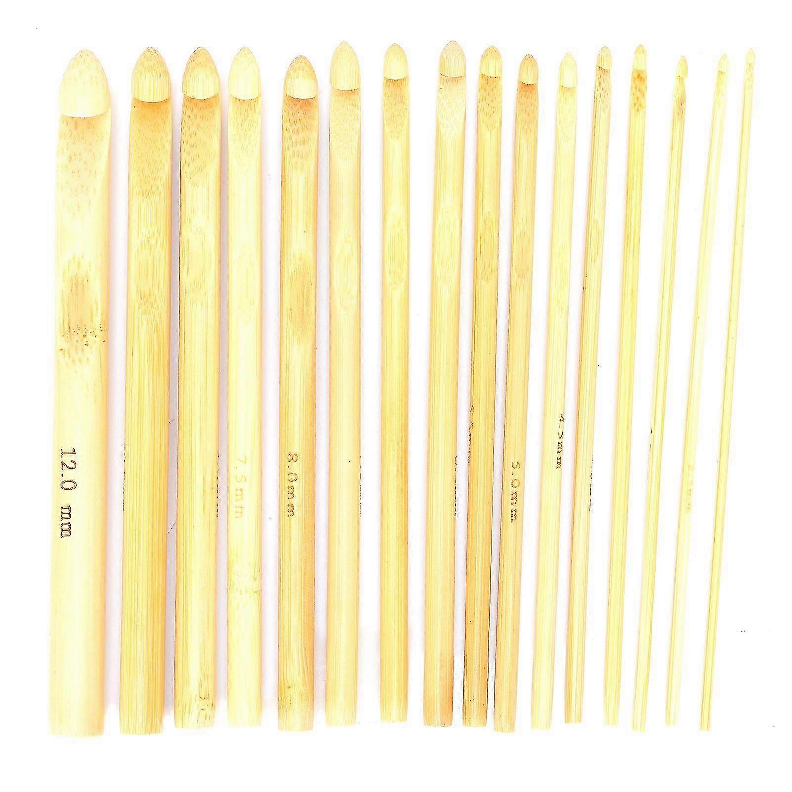 16pcs Bamboo Crochet Hooks Knitting Needle Weaving Tools Accessory for Beginner