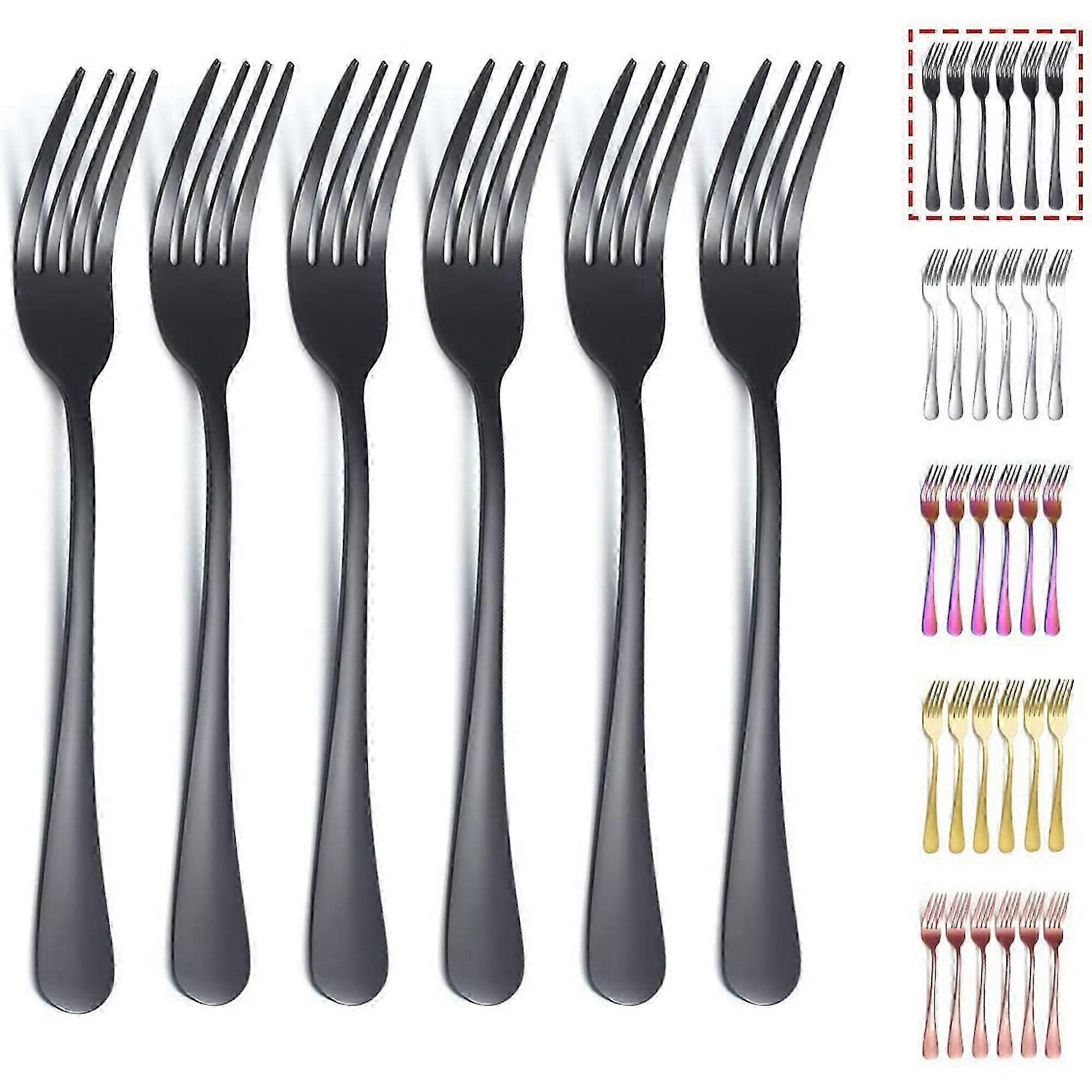 Gold Dinner Fork 6 Pieces, Stainless Steel 8.17 " Fork Wedding Silverware Set