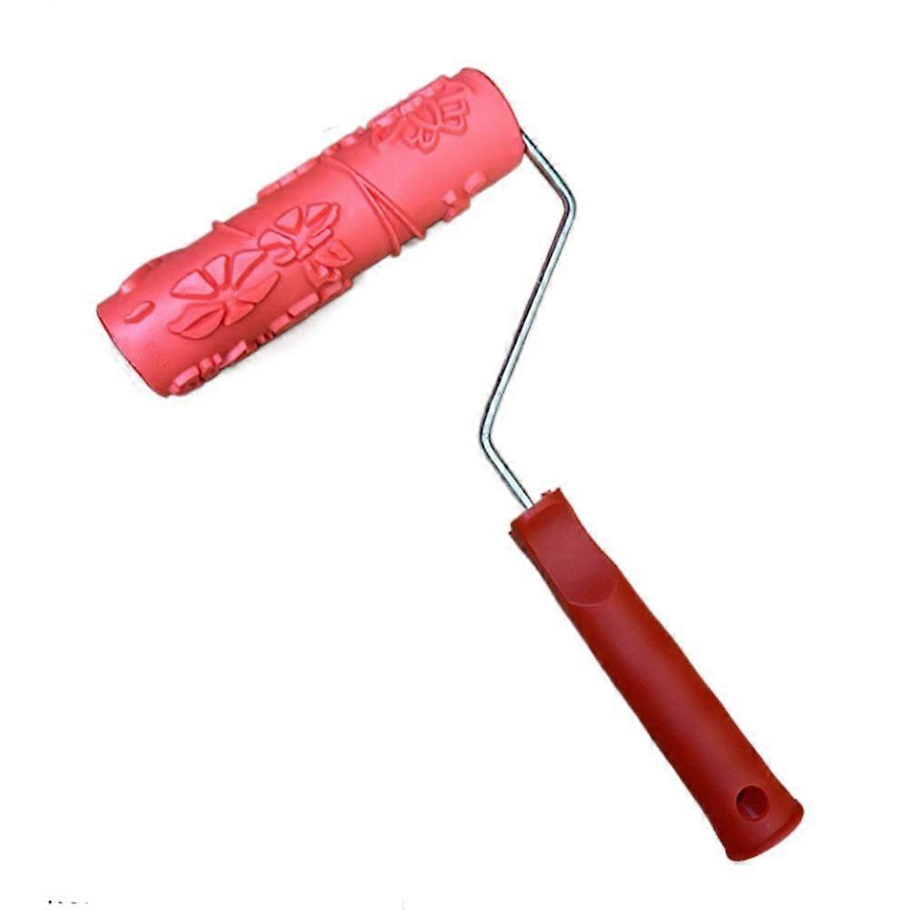Rubber Imitation Wood Grain Pattern Paint Roller DIY Paint Texture Pigment Printing Wall Painting Roller with Handle Home Tool