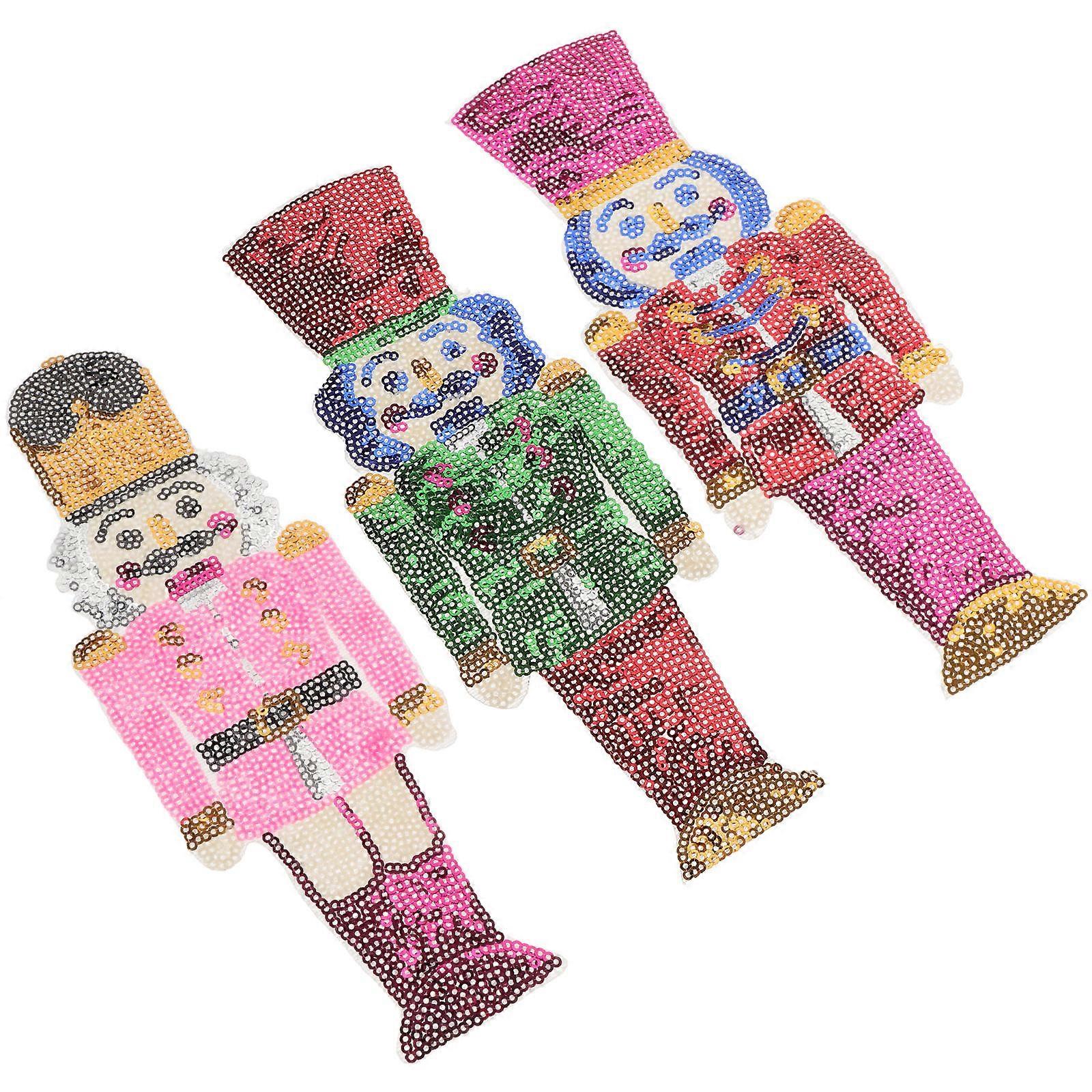 Soldier Cloth Patch Nutcracker Sequins Multi Function Clothes Patches 3Pcs