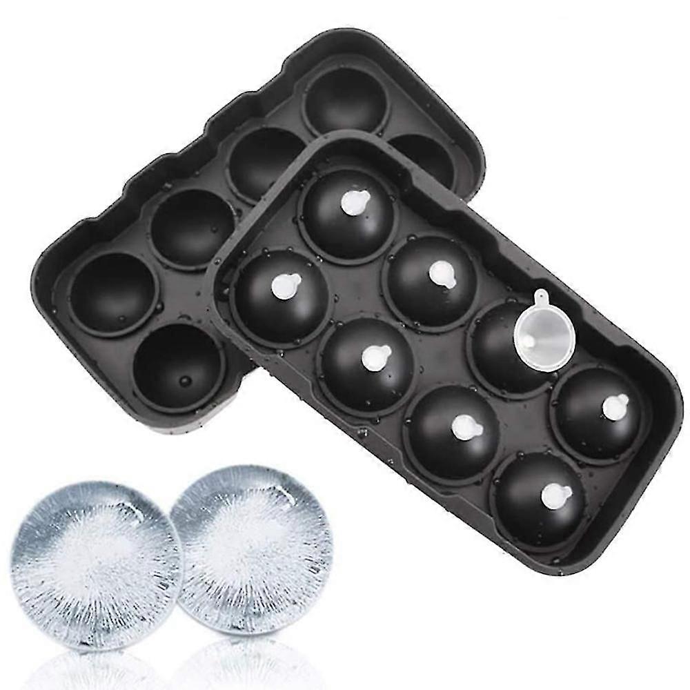 Silicone 8-hole Ice Ball Mold Eight Grid Round Ice Cube Mold With Transparent Stopper And Funnel For Pudd