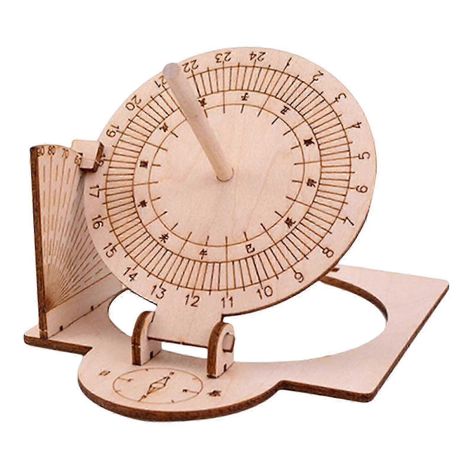 Equatorial Sundial Clock Diy Wooden Building Kit Teaching Clock Easily Install
