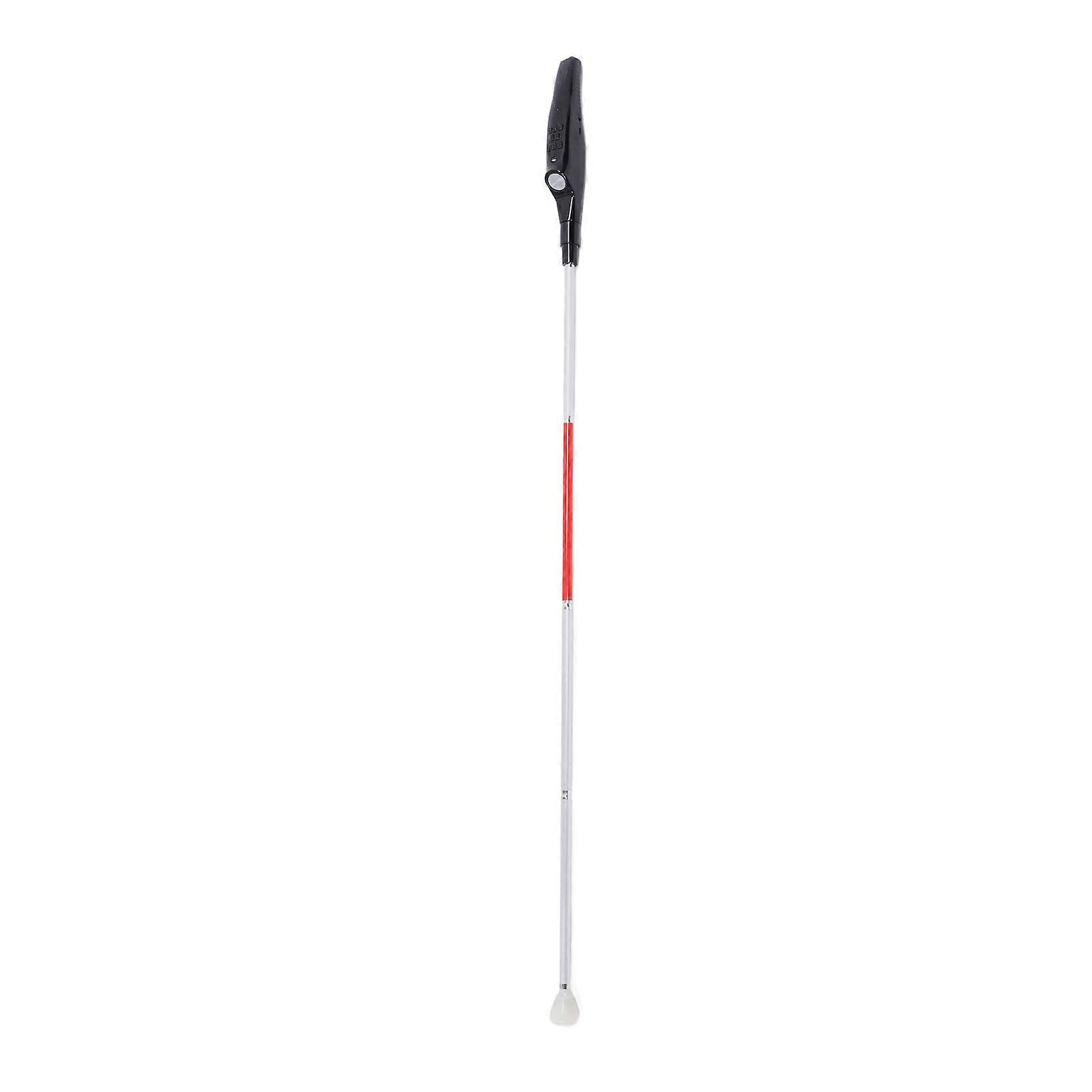 Folding Guide Cane with Red Reflective Electronic Voice Obstacle Avoidance Walking Cane for Blind People English Version 