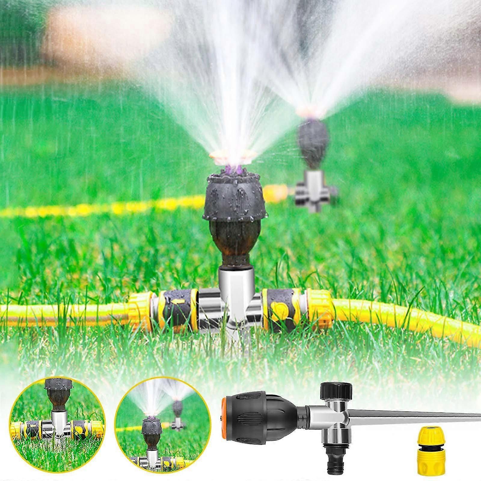 Alloy Garden Sprinklers Ground Insert 4 Points Medium Distance Sprinkler 360 Degree Automatic Rotating Sprinkler