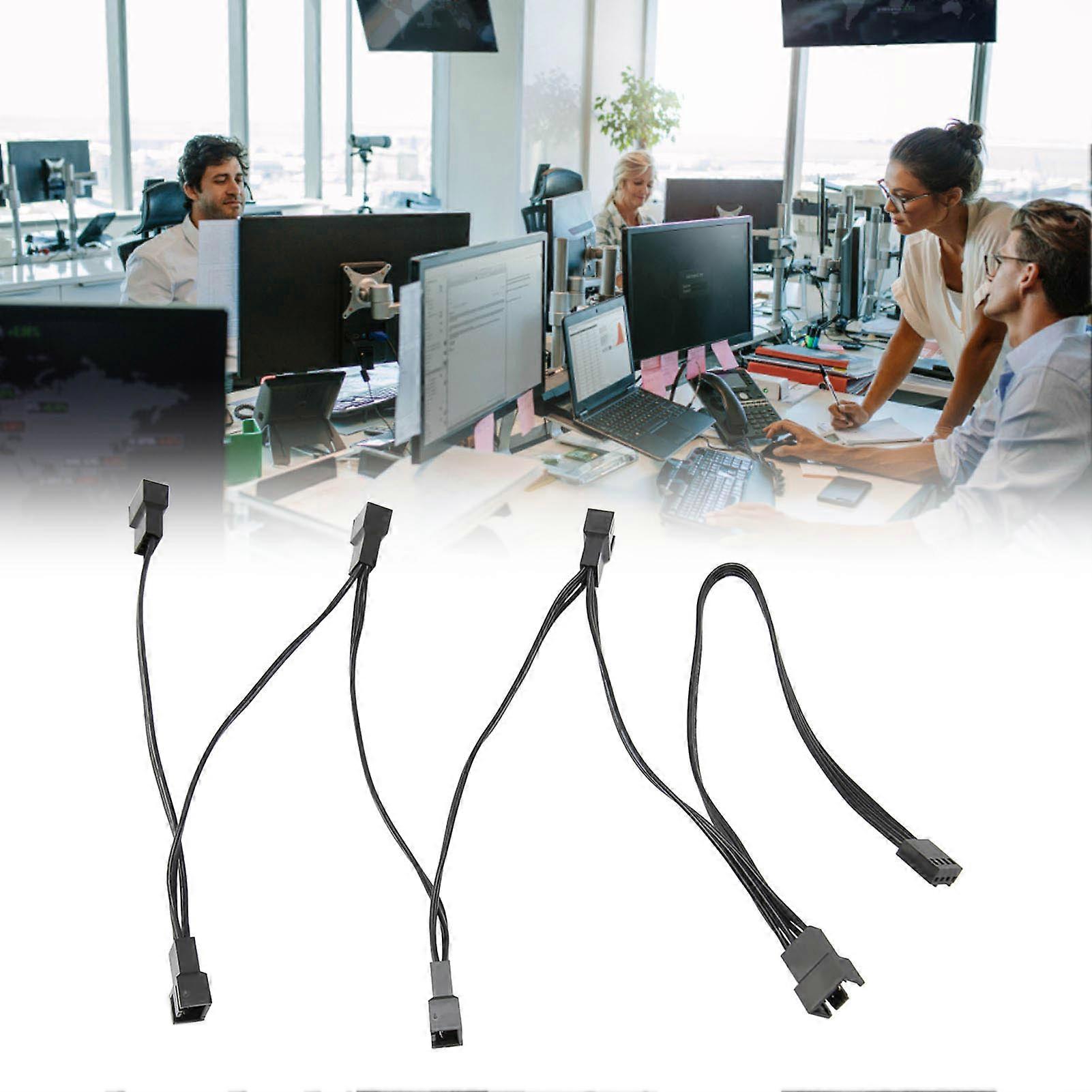 2pcs PWM Fan Extension Cable Professional 4 Pin PC Internal Motherboard Fan Power Extension Cable for PC Case Fan 1 for 6 