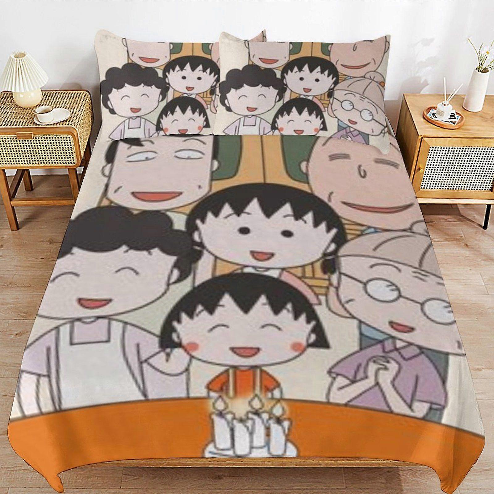 s579 Chibi Maruko-chan Practical Fabric Sleep Ready Texture High Thread Composition Duvet Cover Sets Convenience v579