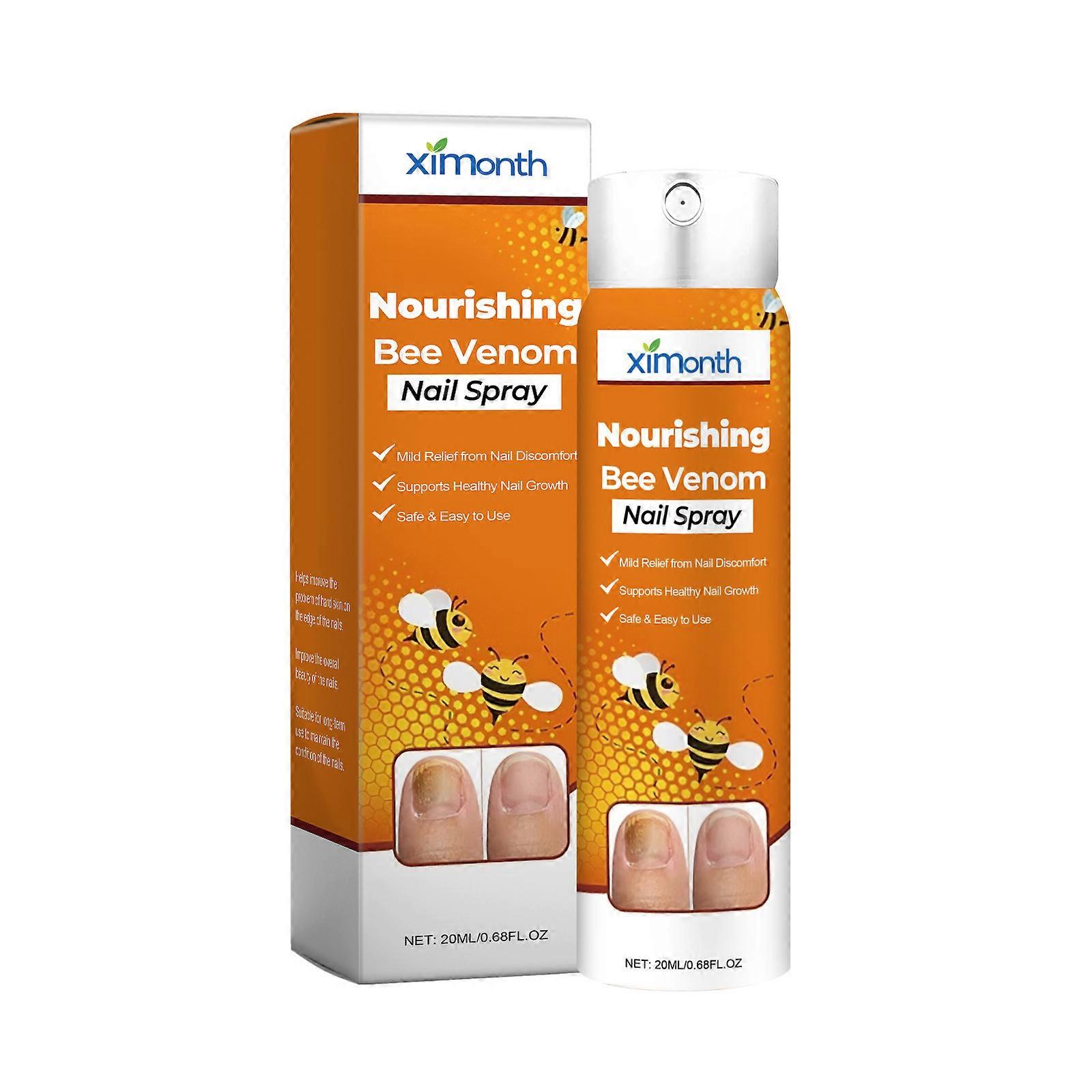 Bee Venom Nail Soothing Spray, Zehennagelbehandlungen für geschädigte Nägel, Nagelpflege, sicher und sanft, unterstützt gesundes Nagelwachstum, 20ml