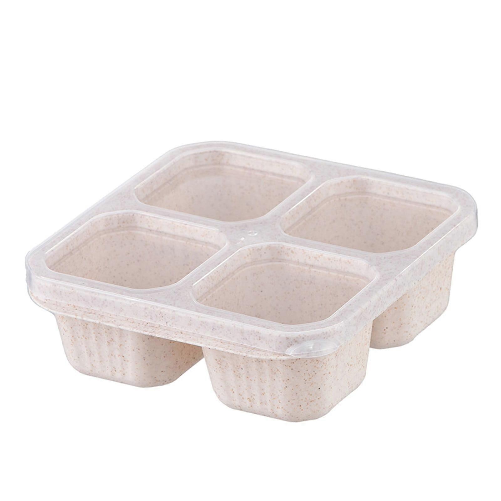 XIUH 4-Compartment Bento Box, Reusable Meal Prep Container with Transparent Lids, Microwaveable Food Storage, compatible with adult & kids lunch