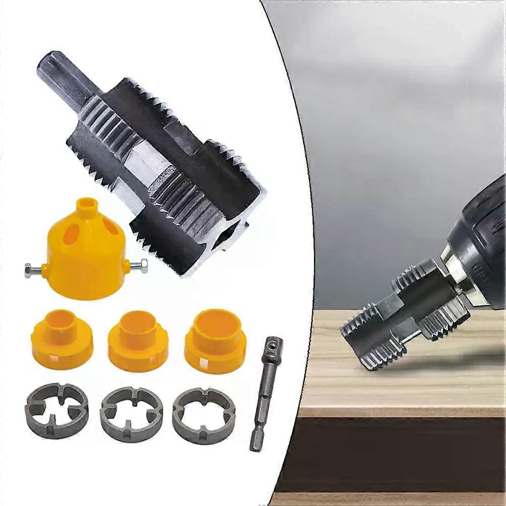 9pcs/Set PVC Pipe Threader Kit 4/6 Points PPR Water Pipe Internal Thread Opener Pipe Thread Tap Round Die For Electric Drill