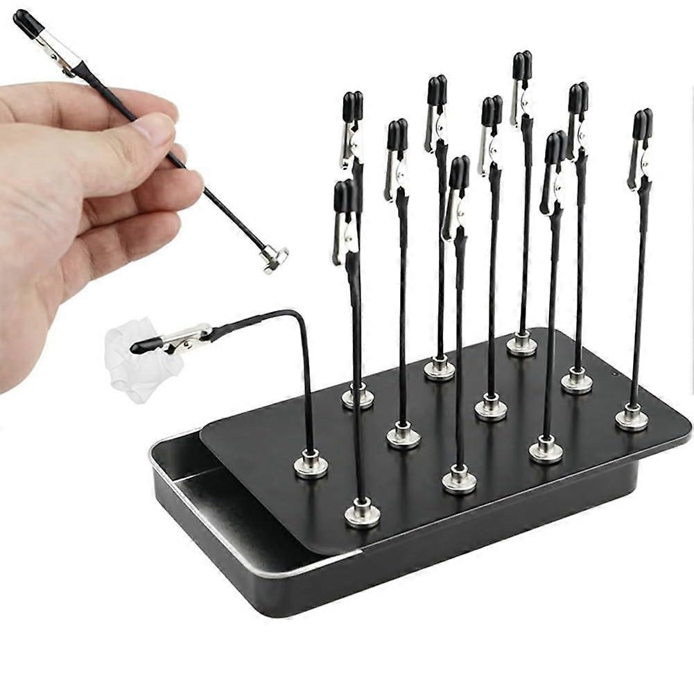 Magnetic Helping Hand Clamps 12Pack with Bendable Arms, Rubber Tips for Model Painting and Soldering