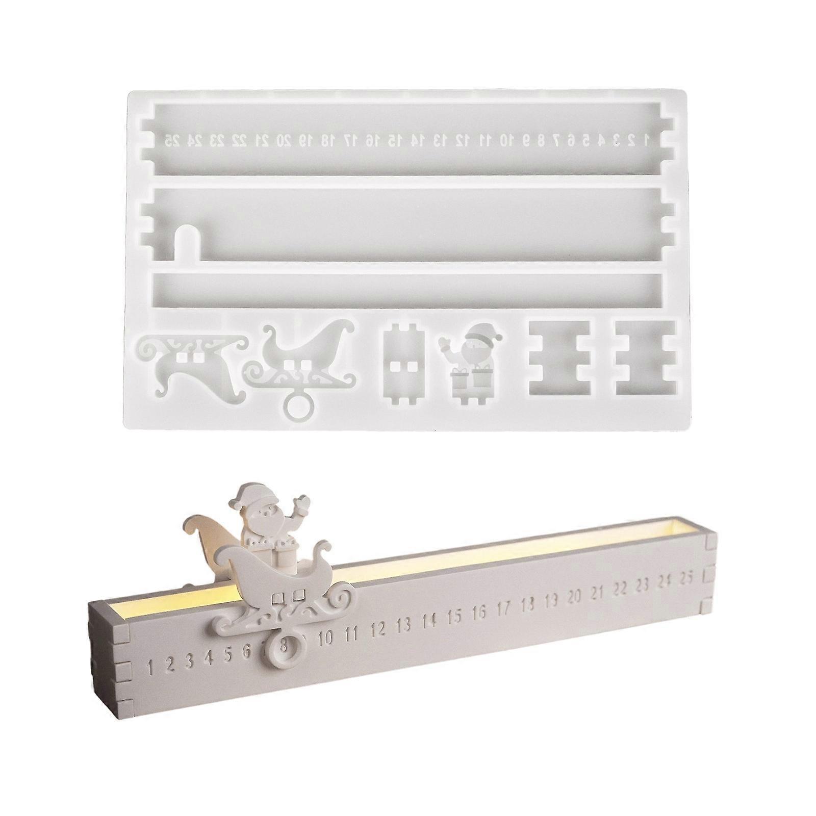 Santa Claus Resin Craft Mold With Countdown Calendar Feature For Christmas Decoration Crafts Making Tool Multicolor