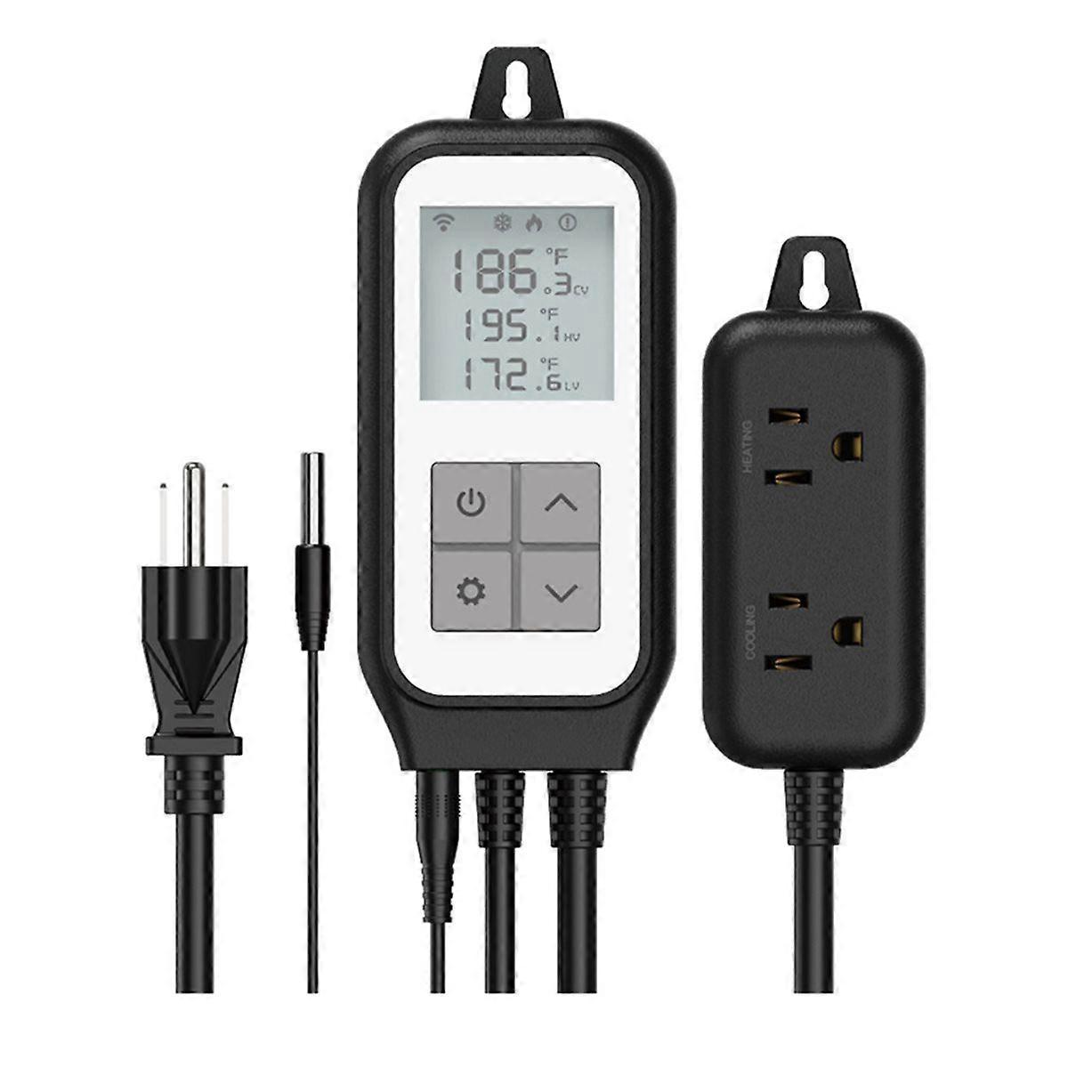 Tuya WIFI Temperature Sensor Controller Thermostat Dual Heat Cooling Relay US Socket Thermometer Sm