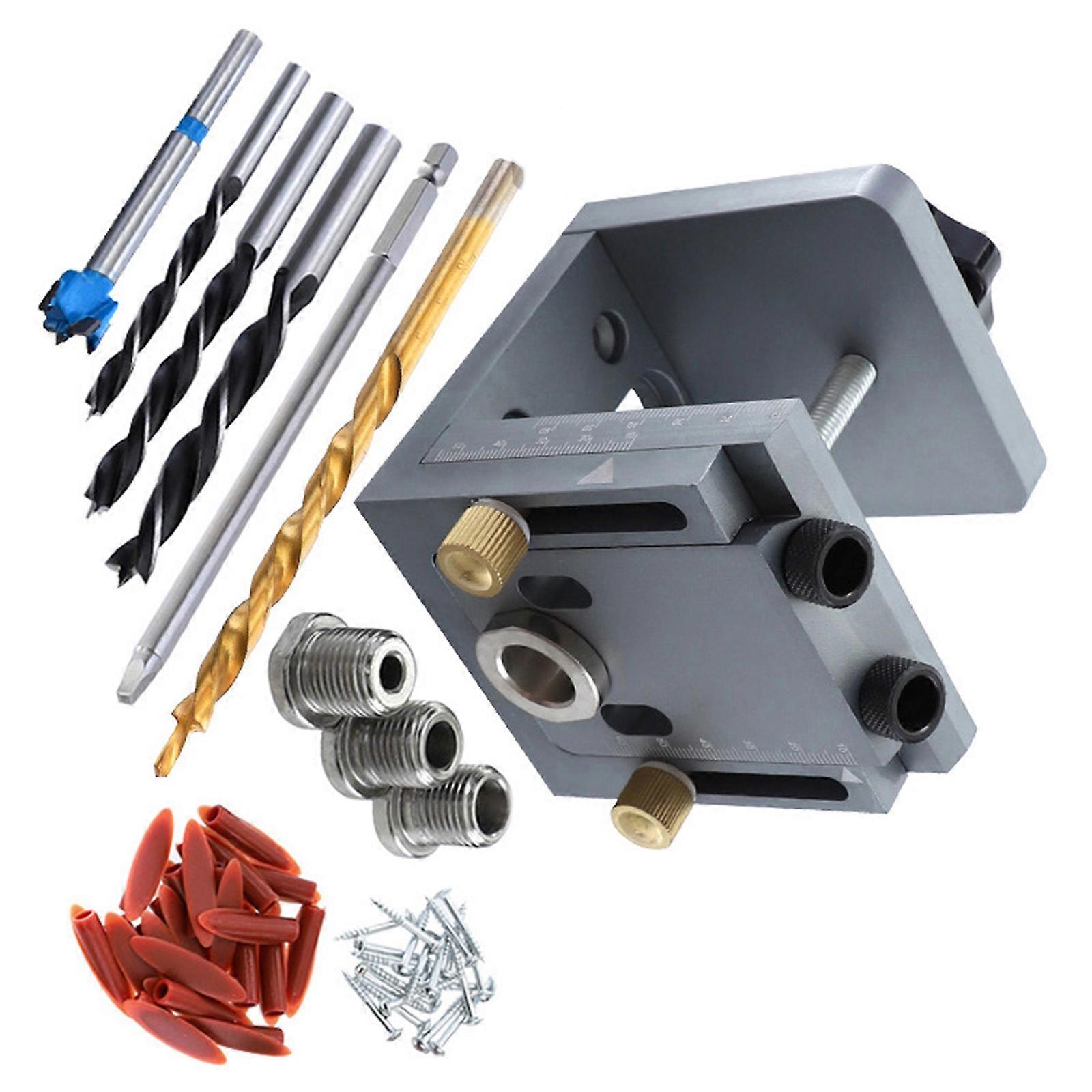 Adjustable Punch Locator Woodworking Drilling Puncher Locator Adjustable Dowel Guide Kit Fixture Hole 2 In 1 Doweling Multicolor