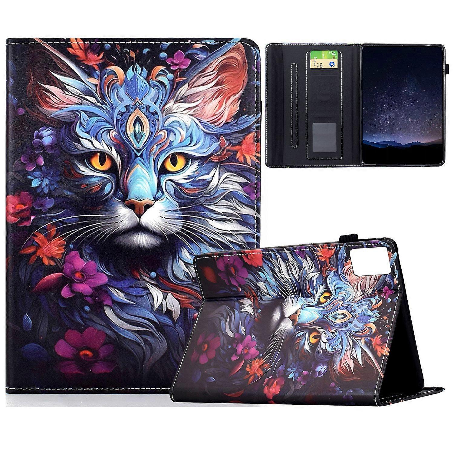 For Lenovo Tab K11 Gen 2/ Idea Tab Leather Case Pattern Print Card Slots Stand Auto Sleep Wake Tablet Cover