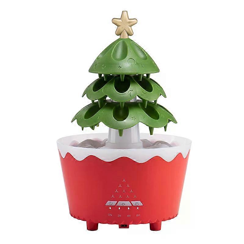 Christmas Tree Aromatherapy Diffuser Water Drip Remote Control Raindrop Air Humidifier Rain Cloud Diffuser for Christmas gift