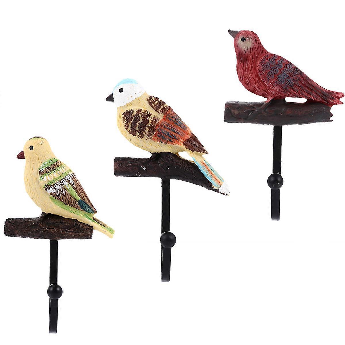 3pcs Bird Shape Wall Hooks Storage Rack Decorative Hook Wall Clothes Organizer