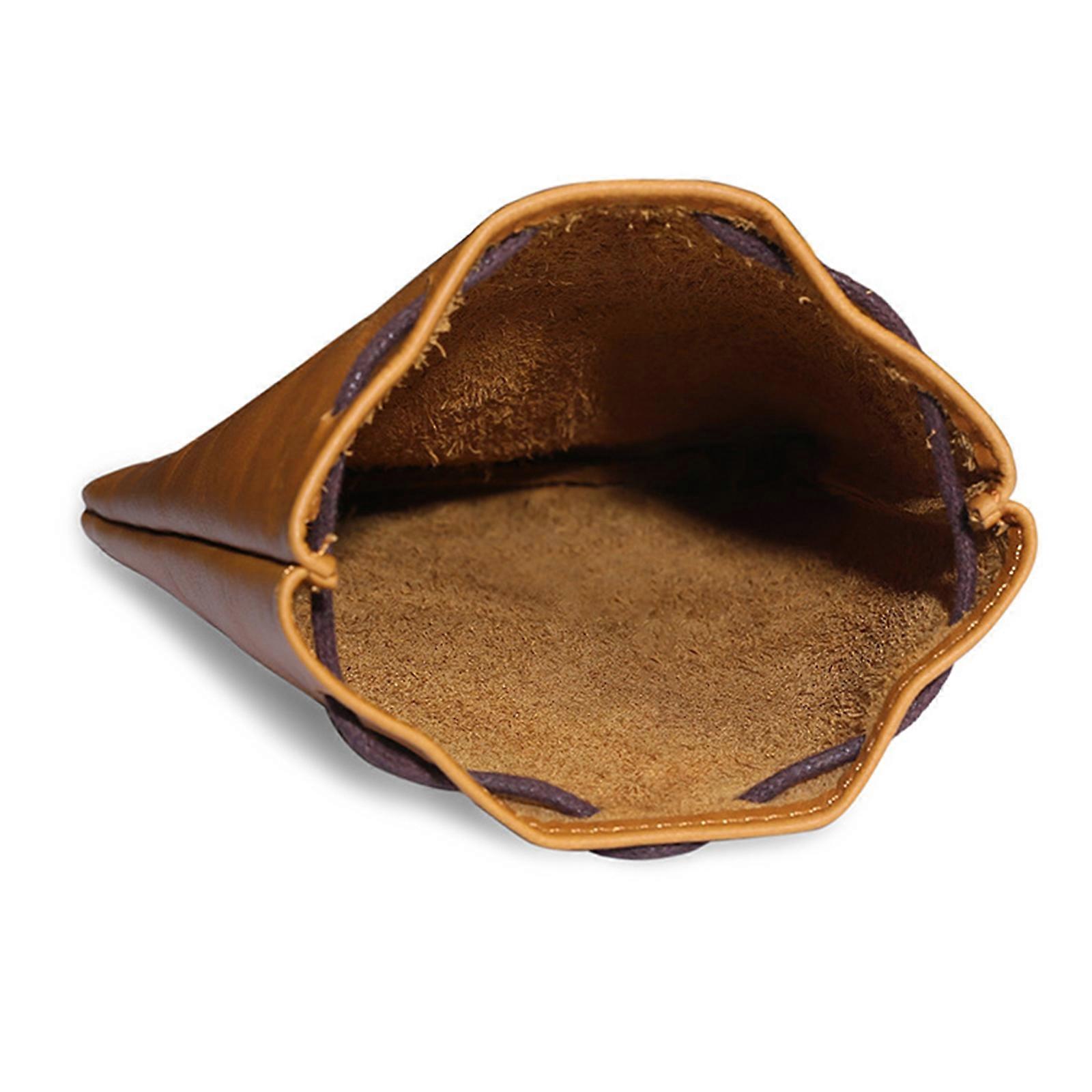 Handmade Leather Coin Pocket Unisex Drawstring Bag for Storing Coins and Small Objects Multicolor